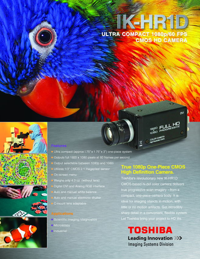 Toshiba Imaging Compact IK-HR1D High-Definition CMOS Camera Data Sheet